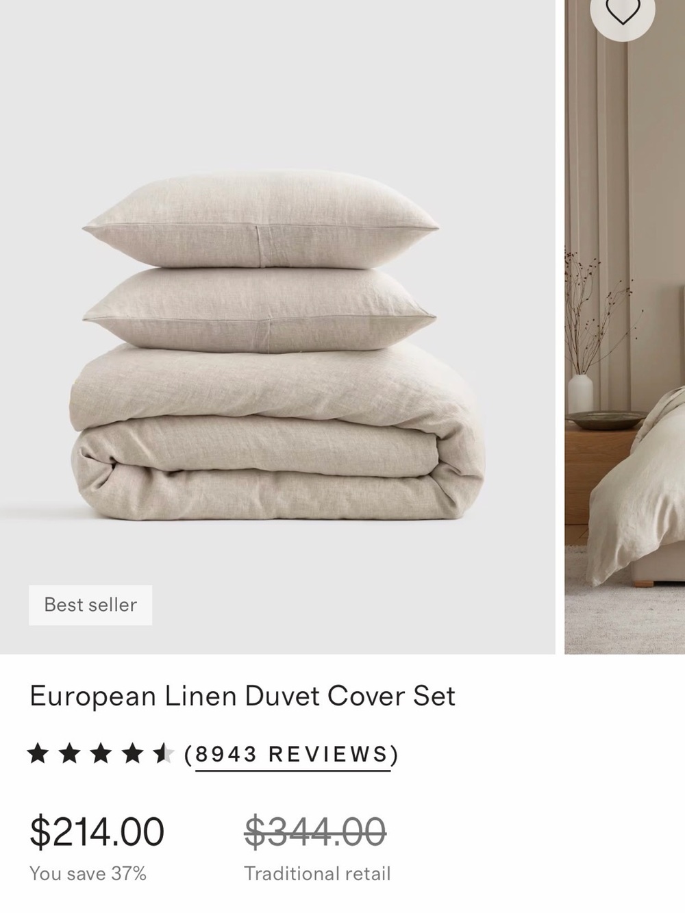 Quince Linen Duvet Cover Set with Shams - Natural Chambray